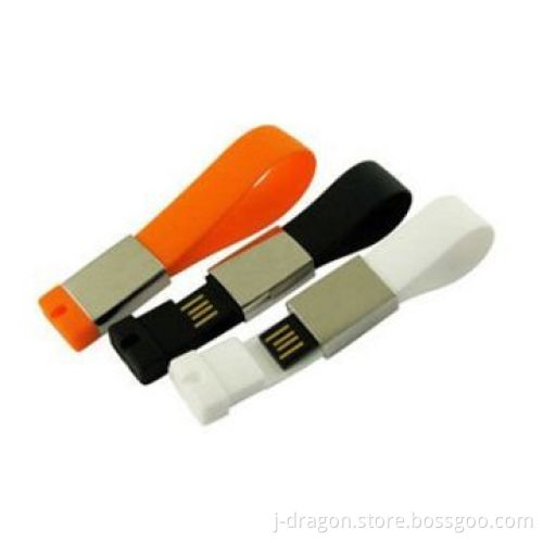 New Wristband USB Flash Drive with Metal and Rubber Materials, Customized Silkscreen Logos Accepted